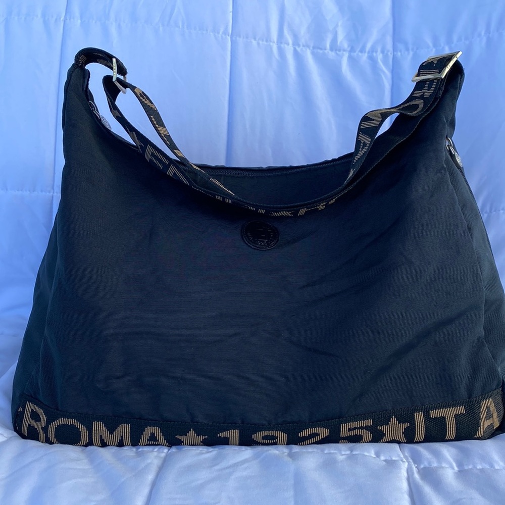 Vintage black Fendi Roma 1925 Italy Nylon with adjustable strap.